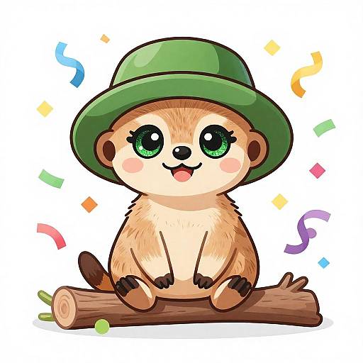 Retro Revival Cute Baby Meerkat Vector