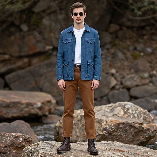 Trendy Man in Blue Jacket