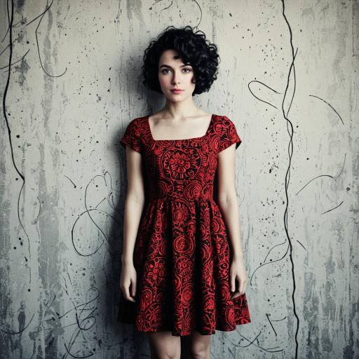 Expressive Woman in Red Dress Illustration