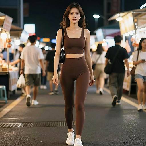 Sporty Woman at Night Market