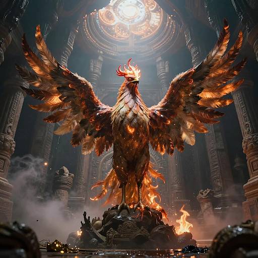 Radiant Phoenix in Sunken Temple Portrait