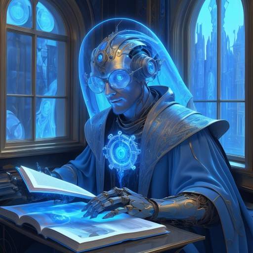 Portrait of a Robot Wizard Reading