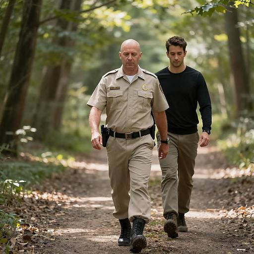Bald Park Ranger on Forest Path