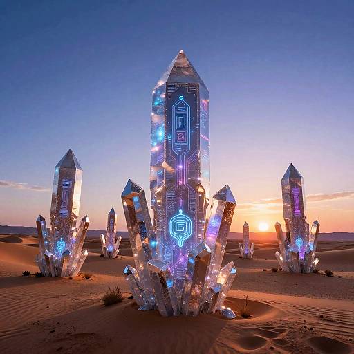 Futuristic Desert with Crystalline Formations