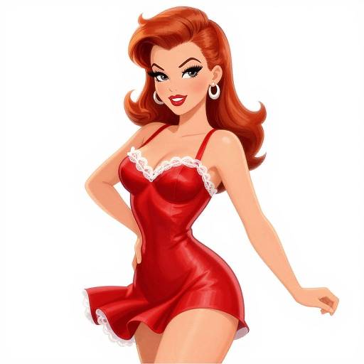 Retro Pin-Up Girl Cartoon Illustration