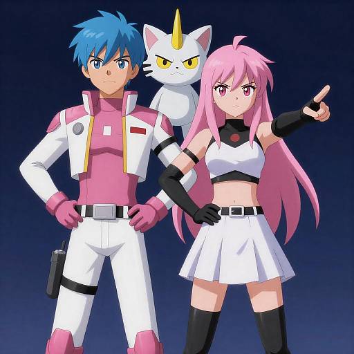 Dynamic Anime Duo with Fierce Creature