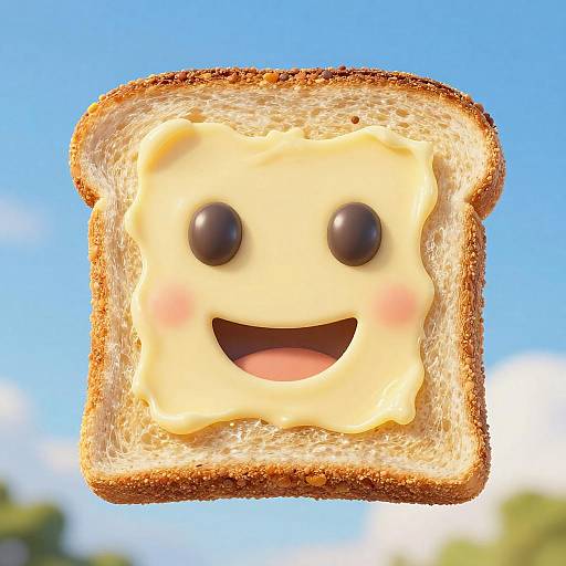 Cheerful Buttered Toast Slice Art