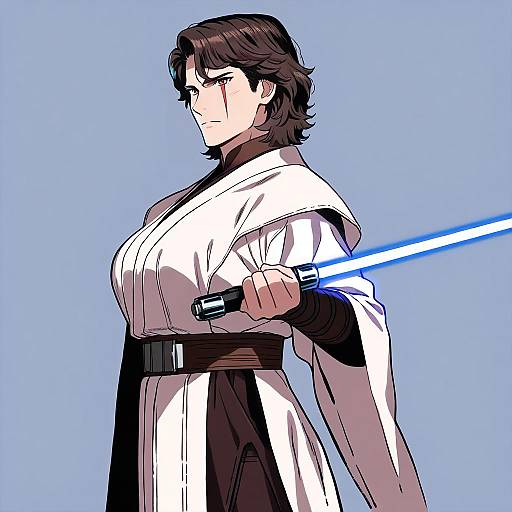 Illustration of Anakin skywalker, star wars in the style of Komusou (jinrikisha)