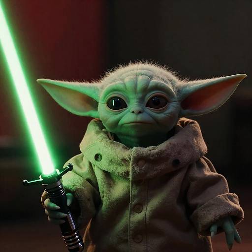 Elderly Alien with Glowing Lightsaber