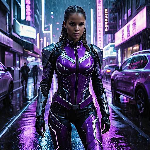 Futuristic Cyberpunk Assassin in Neon City