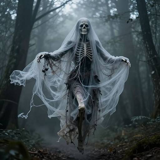 Ethereal Spectral Figure in Misty Forest