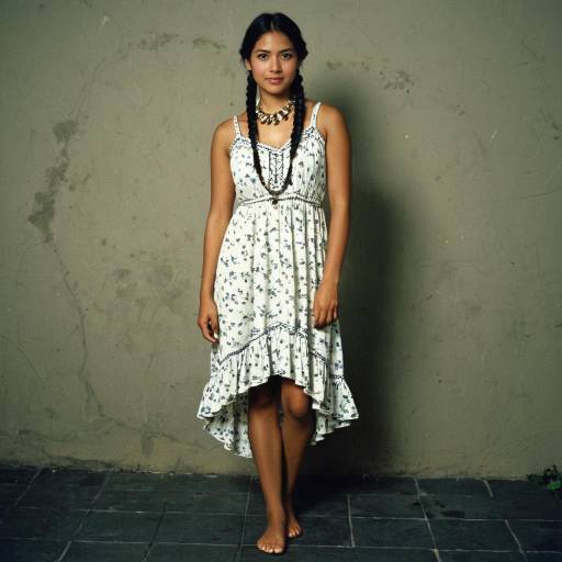 Young Woman in Summer Dress Standing Barefoot