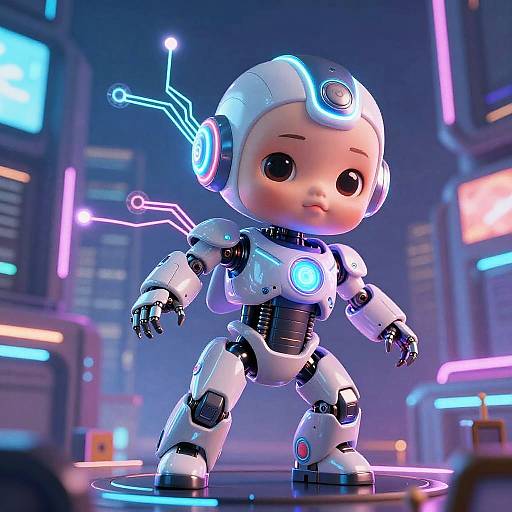Babytron as Futuristic Cyberpunk Robot Infant