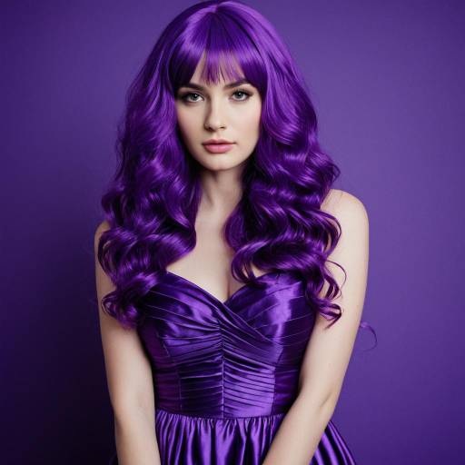 Woman in Purple Wig and Dress