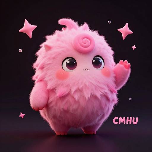 Whimsical Pink Creature with Spiral Pattern