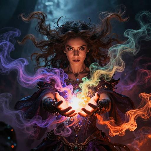 Enchanting Female Necromancer Casting Spells