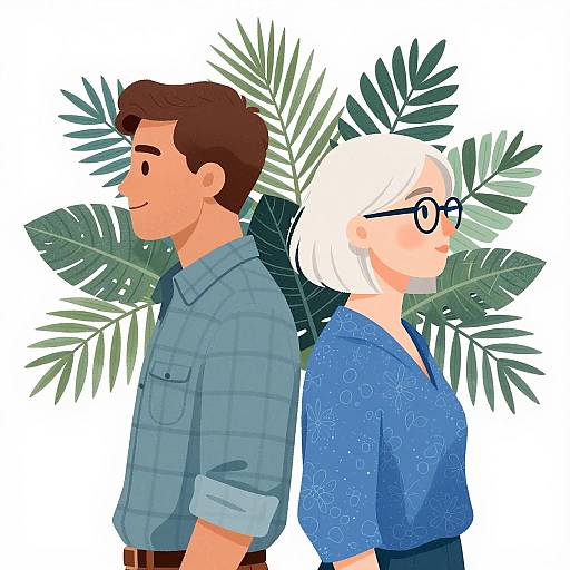 Back-to-Back Illustration of Two People