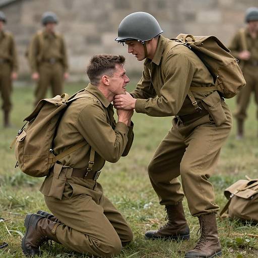 Intense Portrait of WWII Soldiers