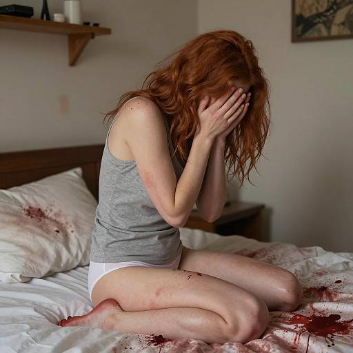 Dark Room with Distressed Woman Scene