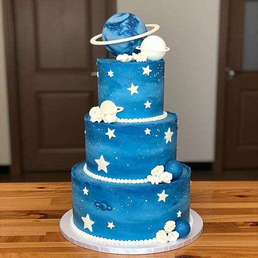 Celestial Tiered Blue Frosting Cake