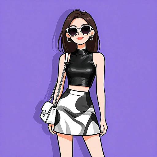 Edgy Woman in Monochrome Fashion