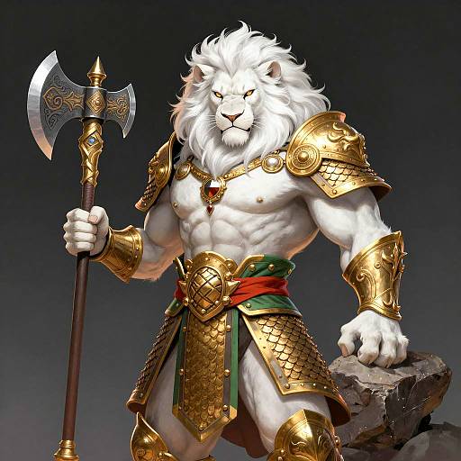 Fierce White Lion Warrior Illustration