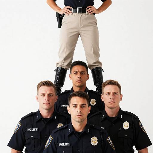 Vertical Stack of Police Officers Photo