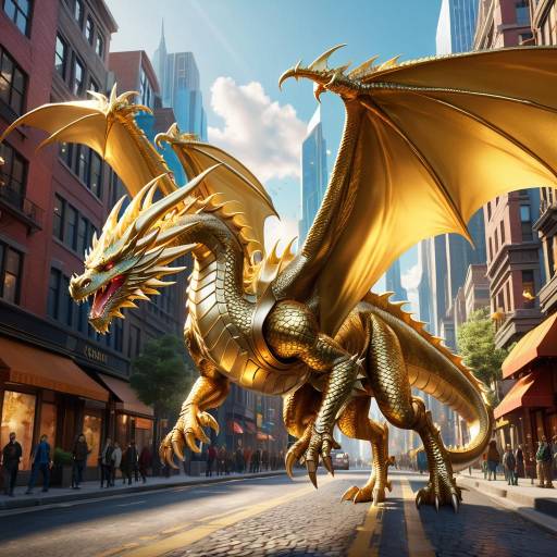 Majestic Dragon Soaring Over City Majestic Dragon Soaring Over City
