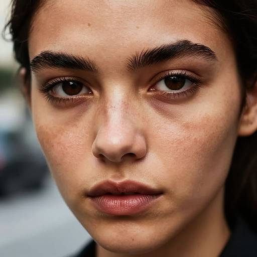 Close-Up of Intense Gaze Persona Morena