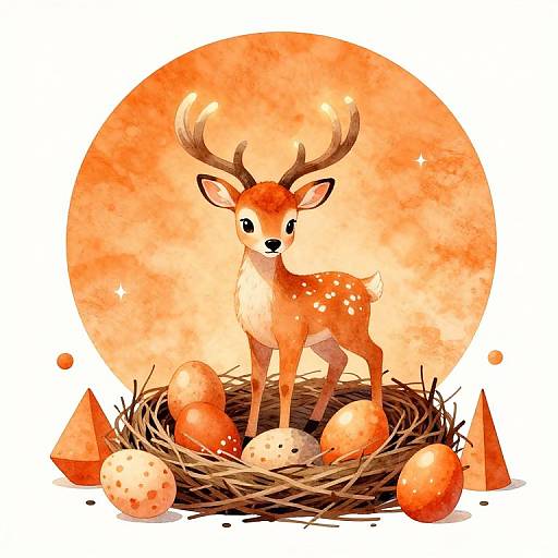 Magical Baby Stag on Easter Nest