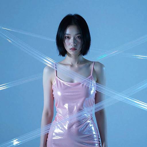 Futuristic Portrait with Glowing Strips