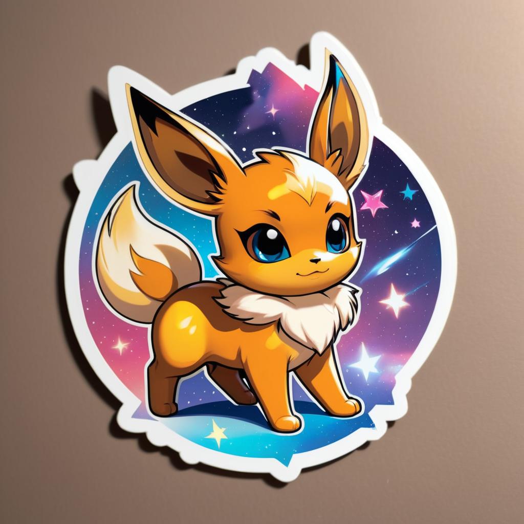 Adorable Eevee Superhero Sticker Art