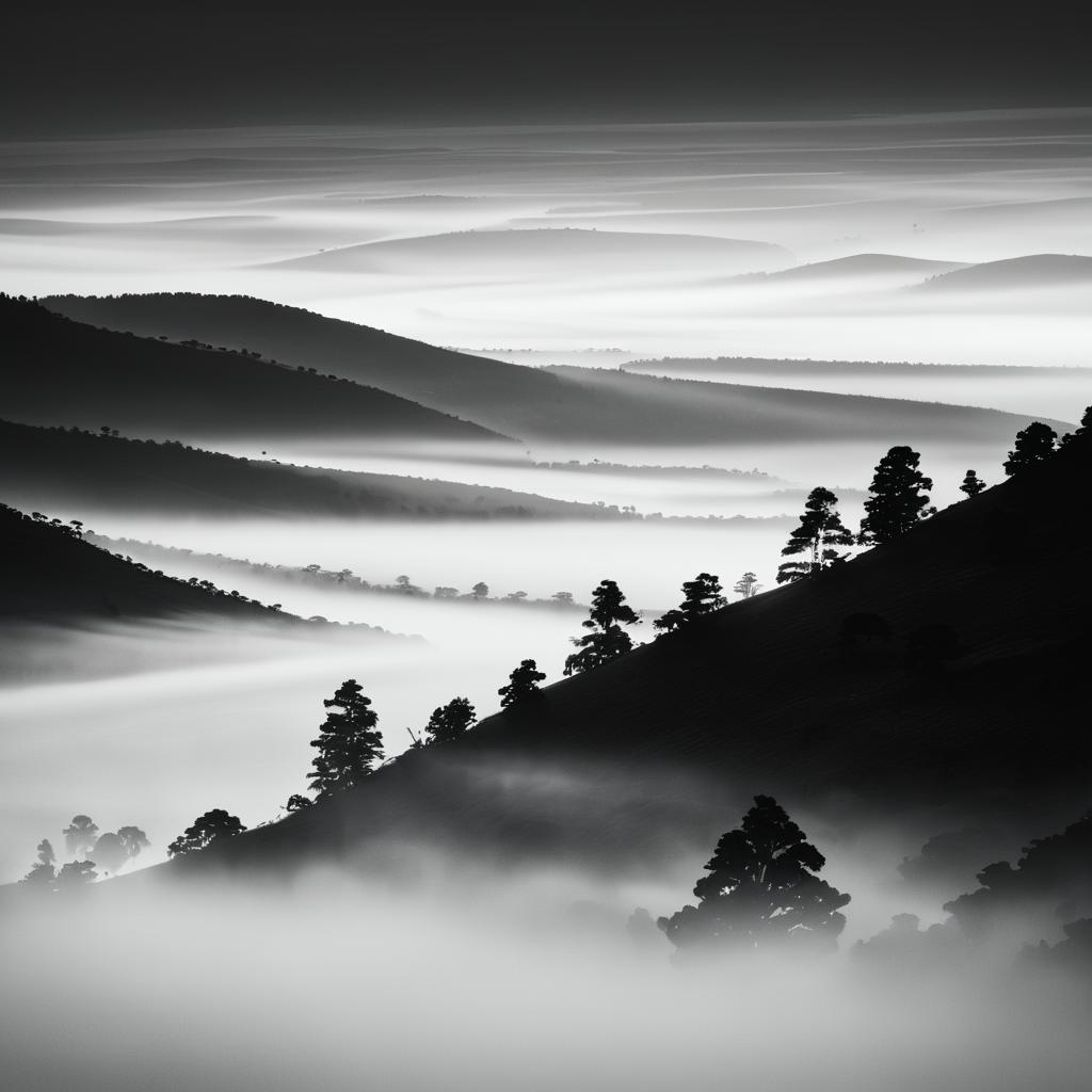 Serene Dawn in a Misty Valley