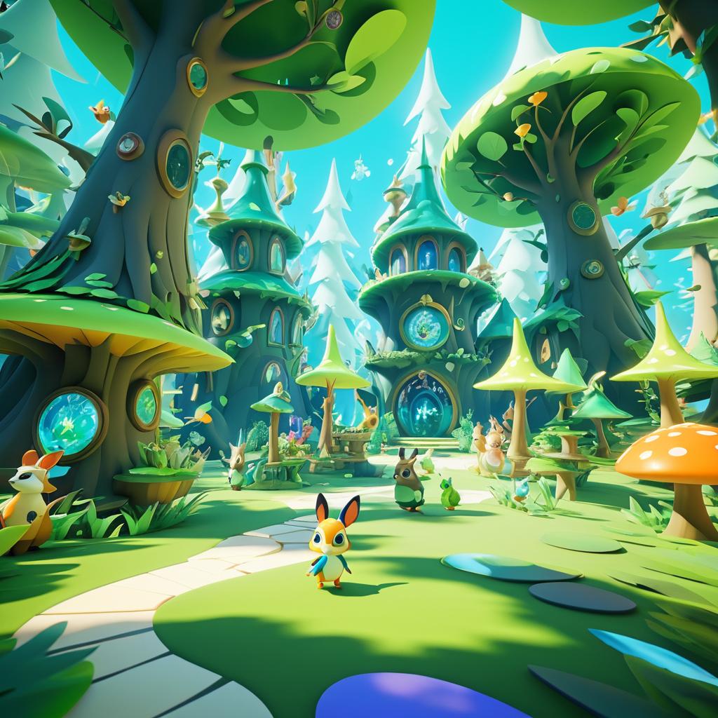 Whimsical 3D Game in Fantasy Forest