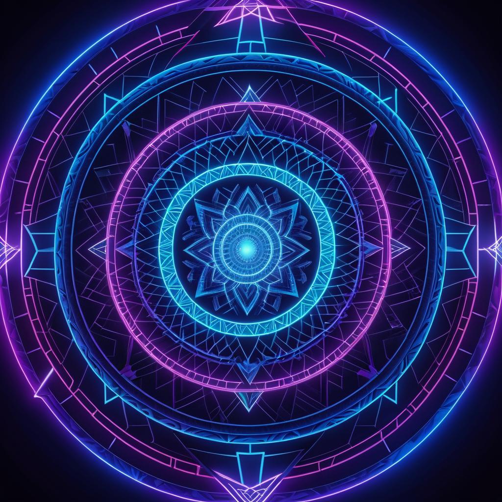 Vibrant Sacred Geometry in Neon Glow