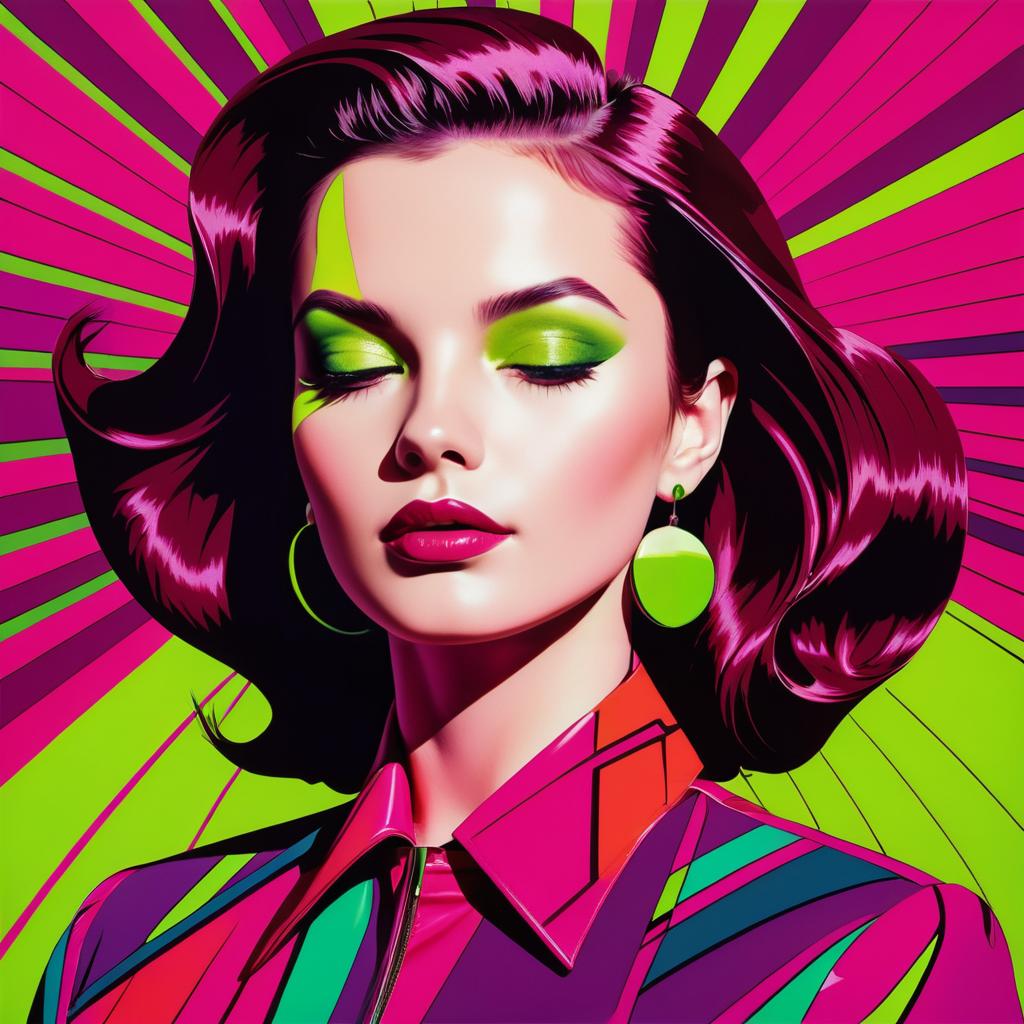 Vibrant 80s Pop Art Portrait of Woman