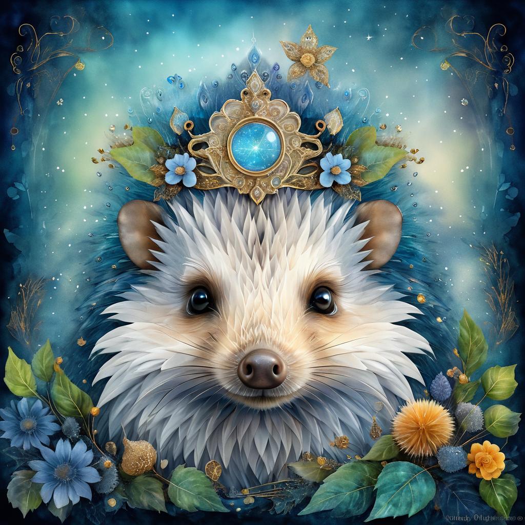 Whimsical Dreamy Hedgehog Portrait