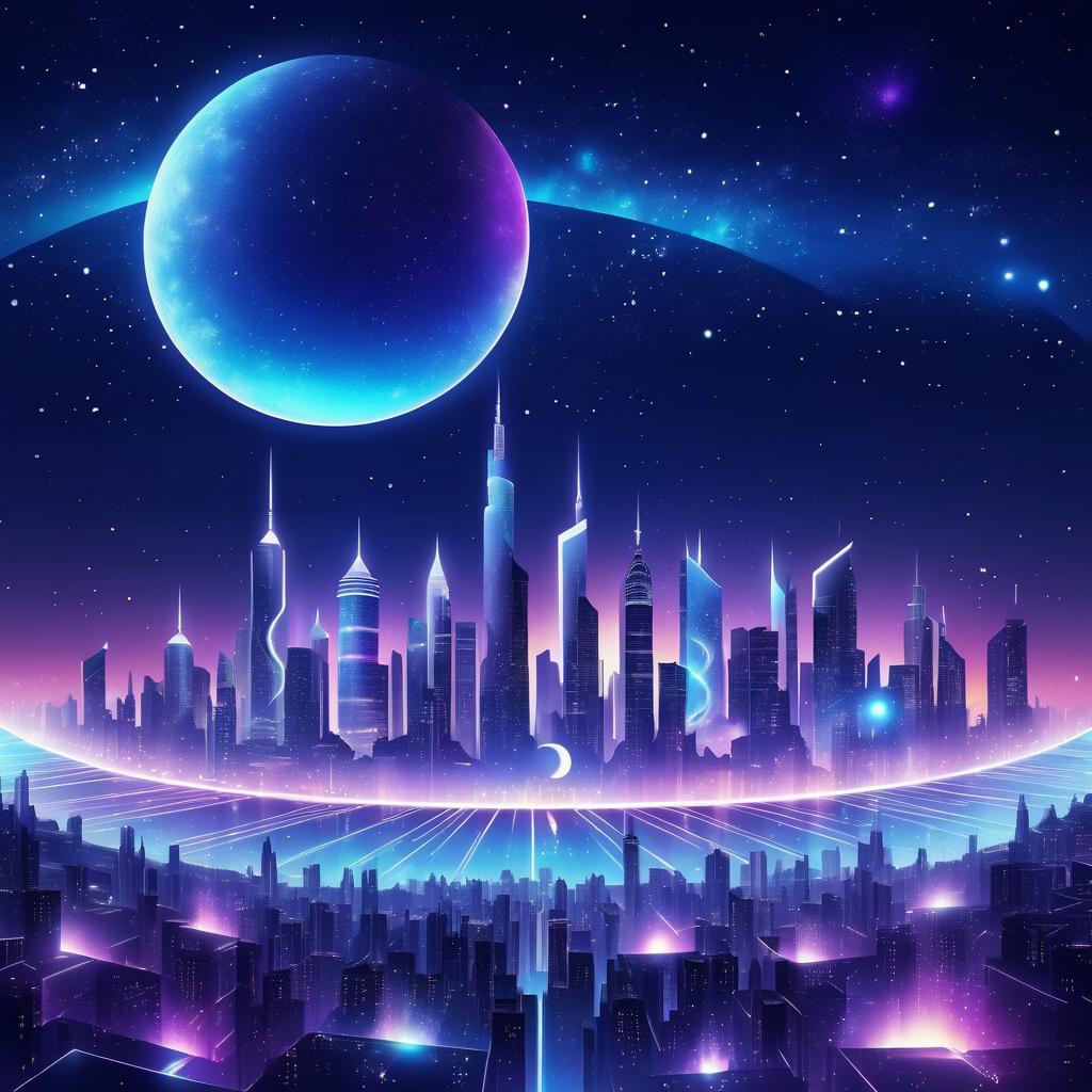 Futuristic Night Skyline with Stars