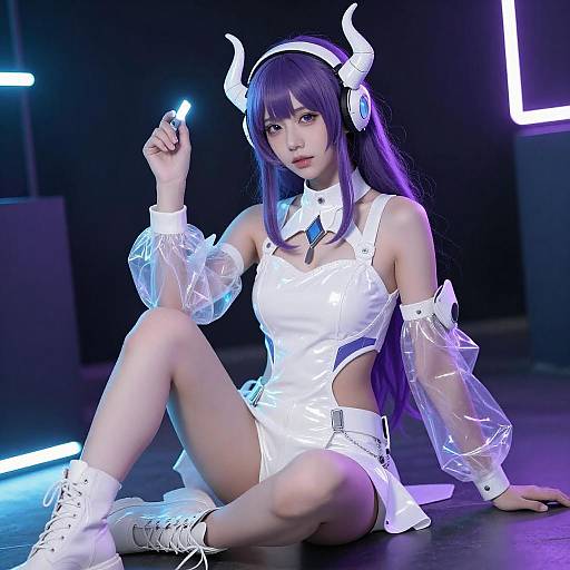 Futuristic Woman with Horned Headgear