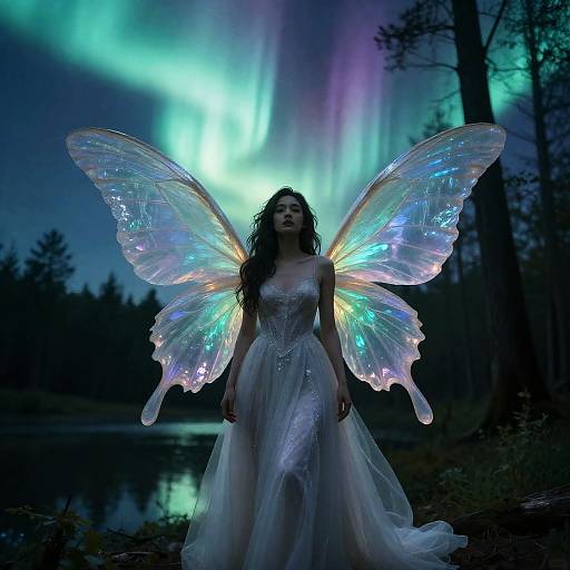 Celestial Aurora Muse in Mystic Forest