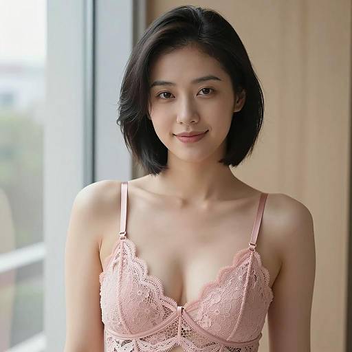 Portrait of a Smiling Woman in Bralette