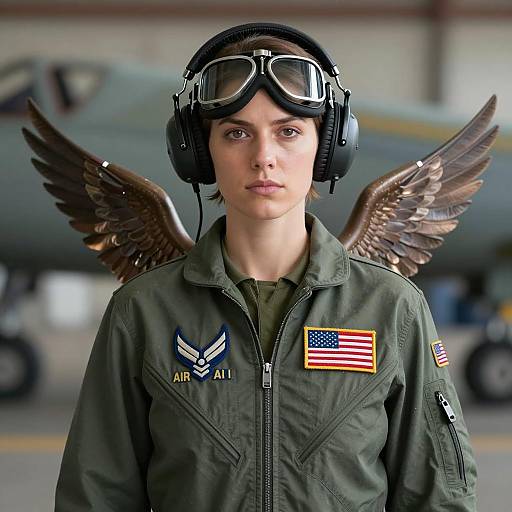 Realistic Female Pilot in Military Uniform