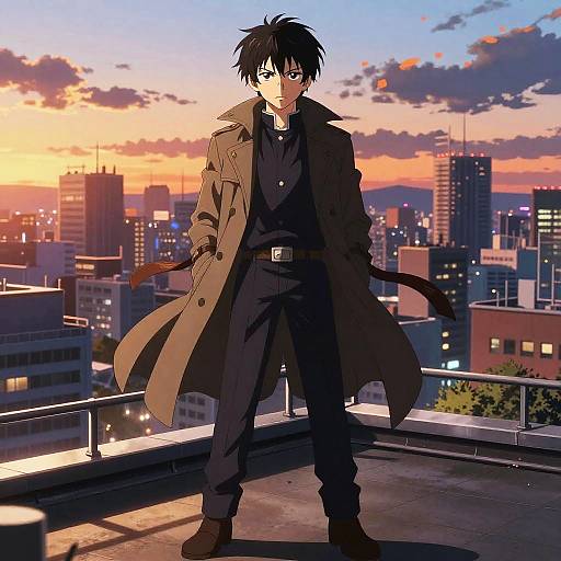 Dazai Anime Character on Rooftop
