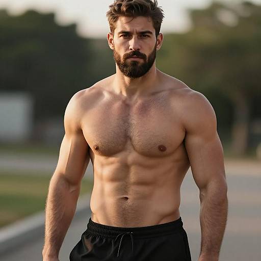 Muscular Man in Evening Light Portrait