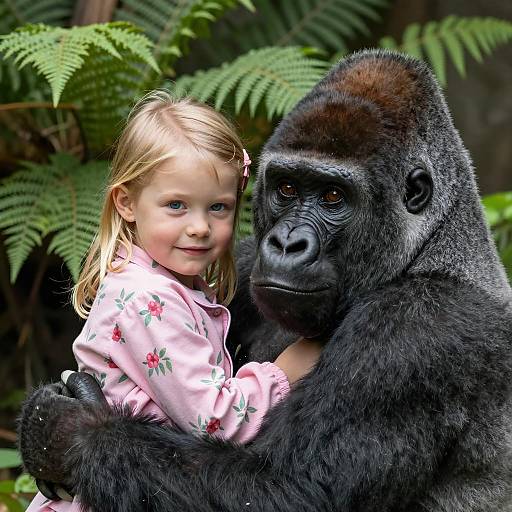 Gentle Embrace: Girl and Gorilla