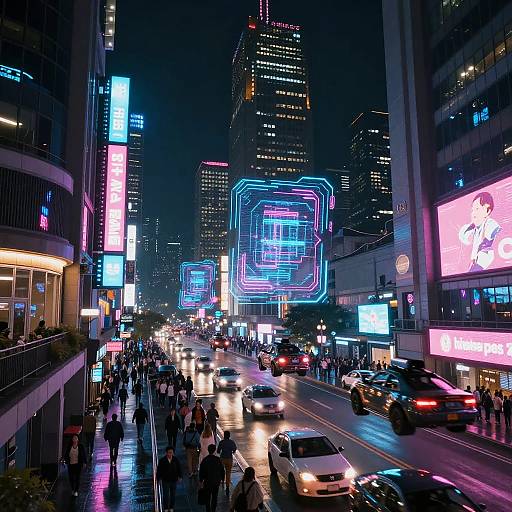 Cyberpunk Night Cityscape Video Art