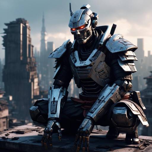Cybernetic Samurai in a Dystopian City Cybernetic Samurai in a Dystopian City