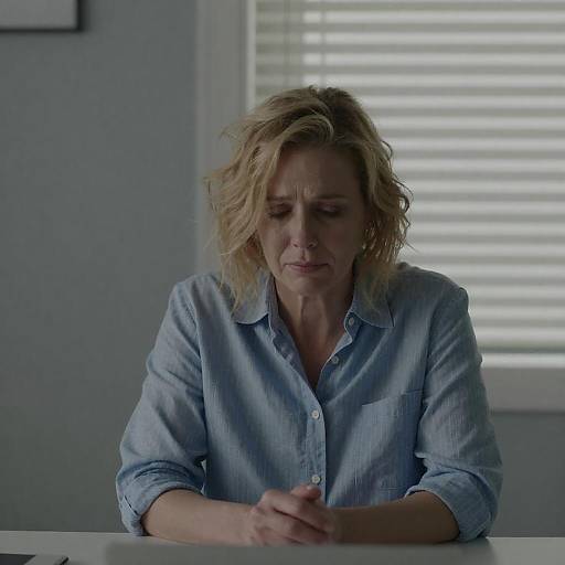 Somber Moment of a Middle-Aged Woman