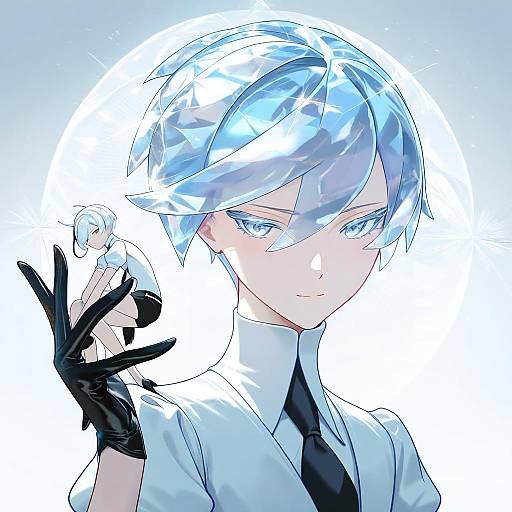 Illustration of Antarcticite, houseki no kuni in the style of Solar (happymonk)