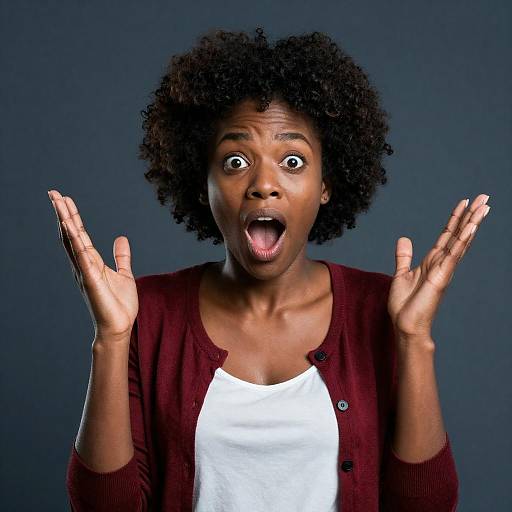 Surprised Black Woman with Afro